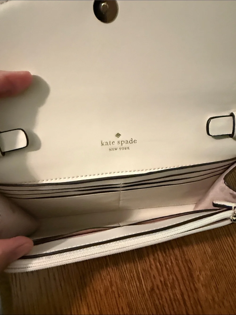 kate spade Cream Pebbled Leather Crossbody with Heart Turn-Lock